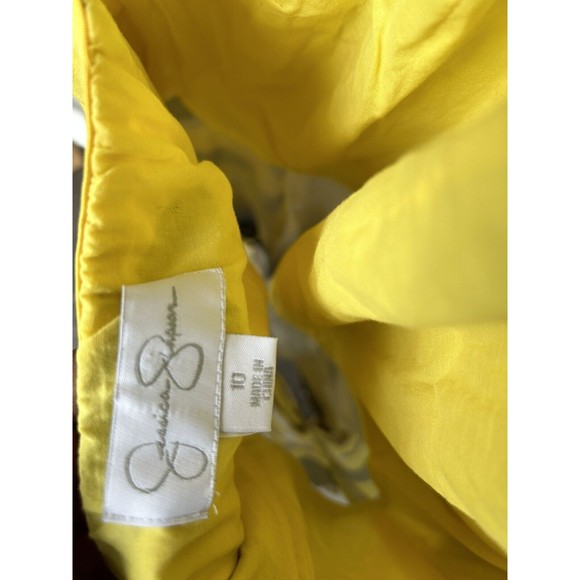 Jessica Simpson Women's Yellow Striped Halter Backless Pleated A-Line Dress 10 - Picture 10 of 11